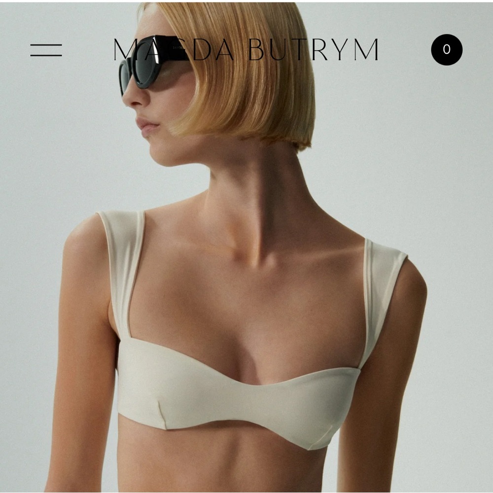 MAGDA BUTRYM Retro bustier swim top in cream (FR 34)